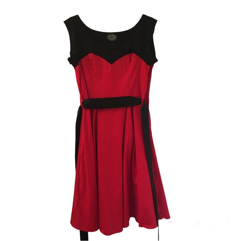 Hearts & Roses London red and black pin-up dress